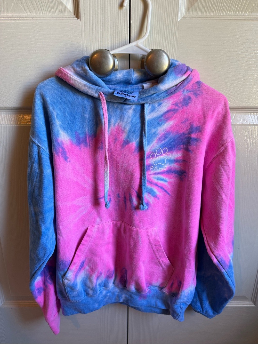 PAWZ Pink & Blue Tie-Dye Crewneck Hoodie